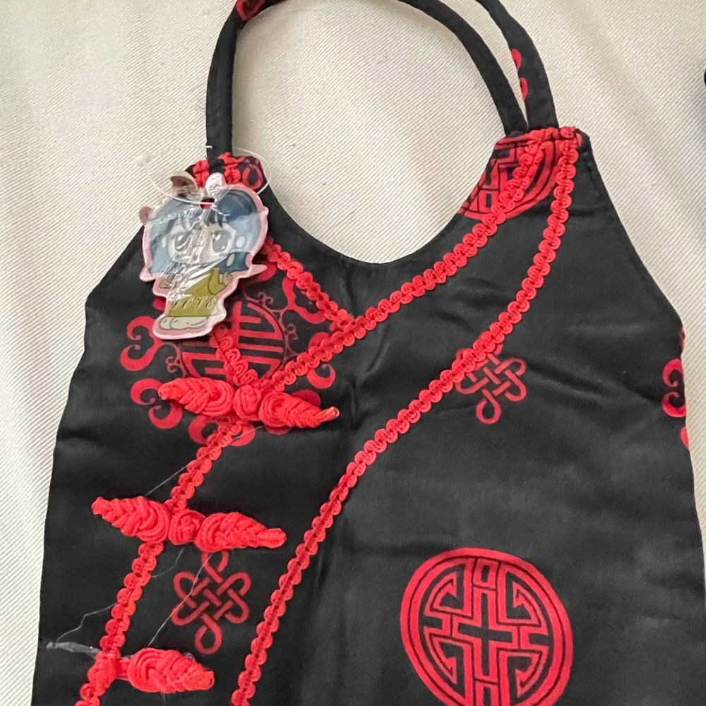 Satin red and black embroidered little bag
